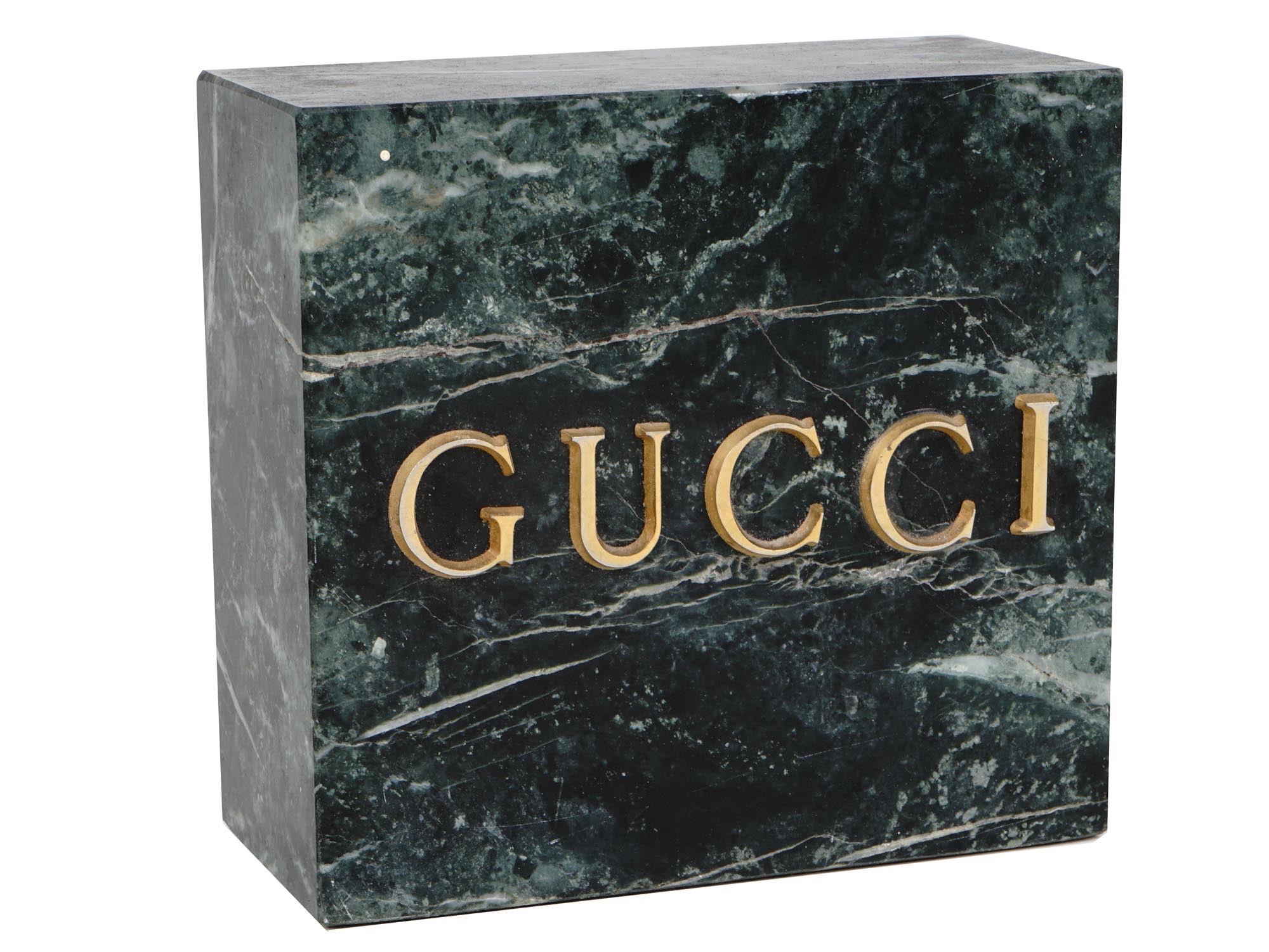 RARE VINTAGE 1980S GUCCI GREEN MARBLE BOOKEND PIC-0